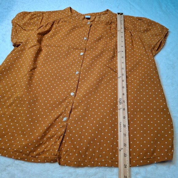 Old Navy Polka Dot Blouse Sz M Button Down Modal Blend Retro 50s Cottagecore - Picture 12 of 15